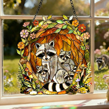 Load image into Gallery viewer, "Embrace the Beauty of Nature" - Raccoon Family Suncatcher Ornament - Personalized Gift for Mom, Grandma, and Loved Ones Ornament PopCulturePrints
