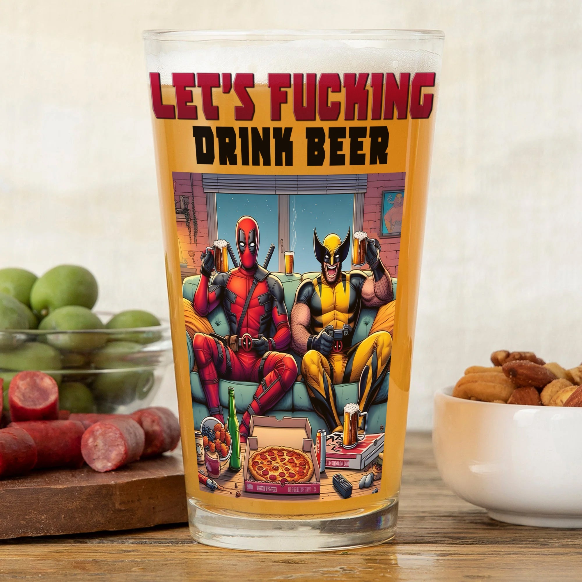 Funny Superhero Beer Glass - Movie Fans Gift