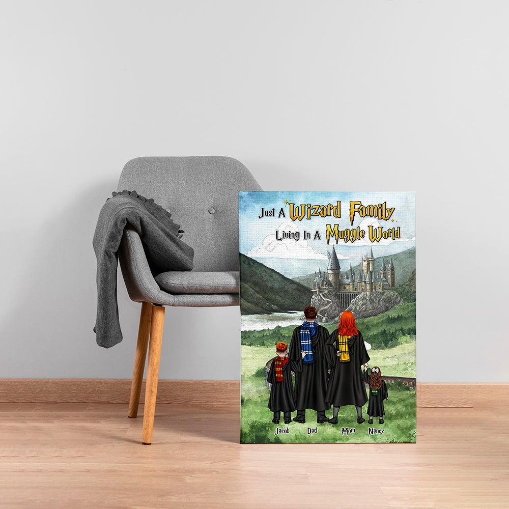 Personalized Wizard Family Poster - Just a Wizard Family Living in a Muggle World