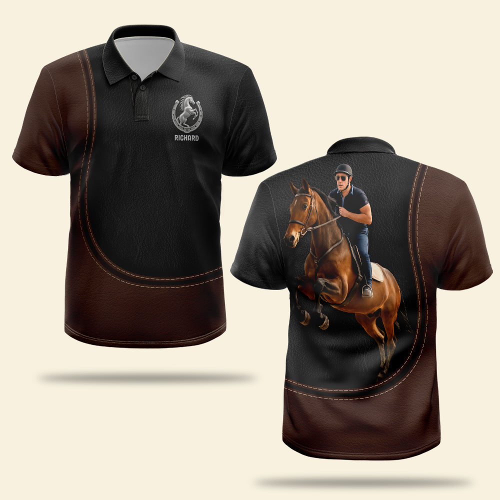 “Ride with Passion” - Personalized Horse Lover 3D Polo Shirt - Custom Photo Gift for Horse Riders Polo Shirts PopCulturePrints