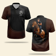 Load image into Gallery viewer, “Ride with Passion” - Personalized Horse Lover 3D Polo Shirt - Custom Photo Gift for Horse Riders Polo Shirts PopCulturePrints
