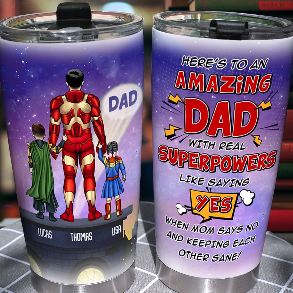 Super Dad Personalized Tumbler - Custom Gift for Father's Day