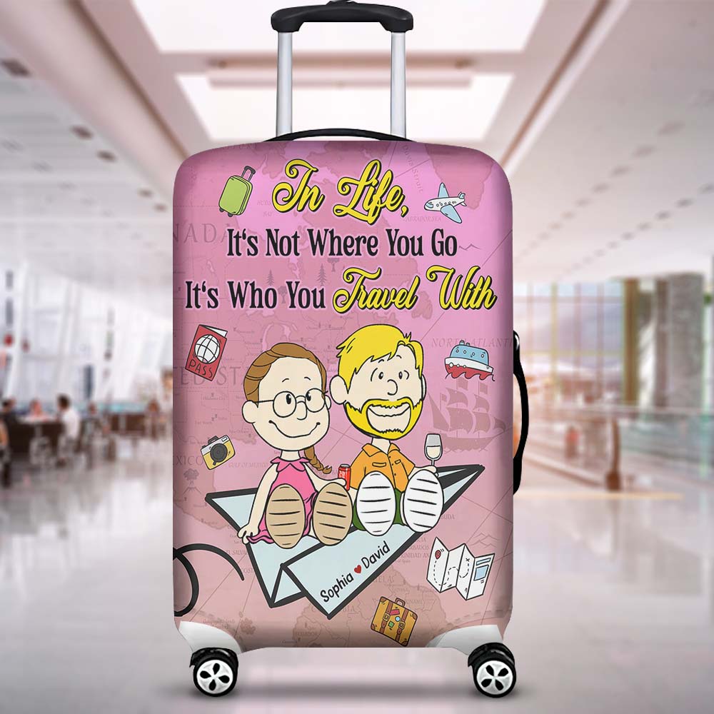 Personalized Couple Luggage Cover - Travel With Love Luggage Covers PopCulturePrints