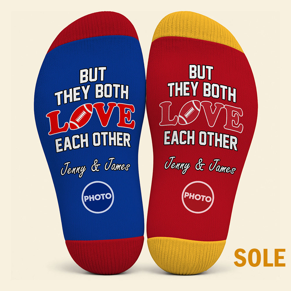 But They Both Love Each Other Middle Tube Socks - Personalized Gifts For Sports Loving Couple 01huti091026 Socks PopCulturePrints