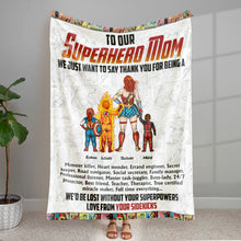 Load image into Gallery viewer, Superhero Mom Personalized Blanket - Custom Names Gift Blanket PopCulturePrints
