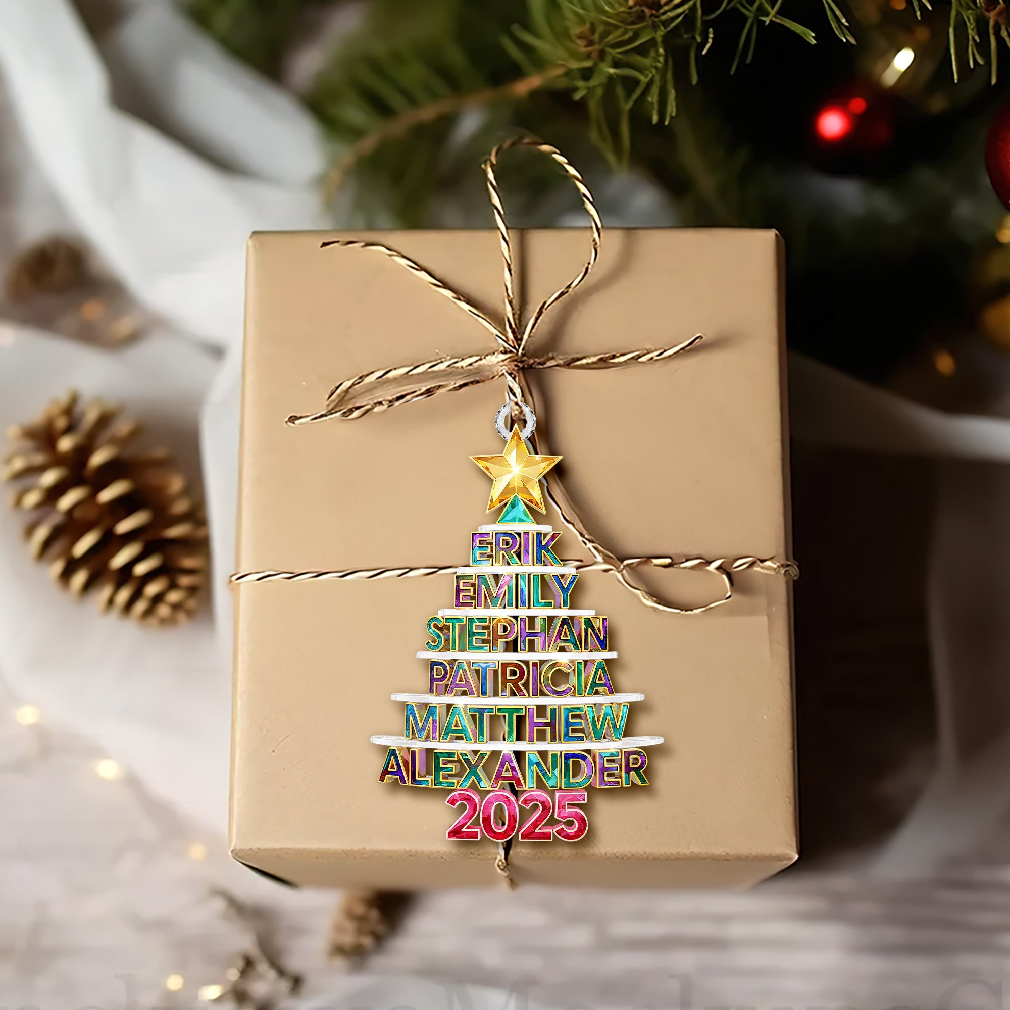 "Celebrate Family Togetherness with a Personal Touch" - Christmas Tree Family Name Ornament, Custom Personalized Gifts for Family and Friends Ornament PopCulturePrints