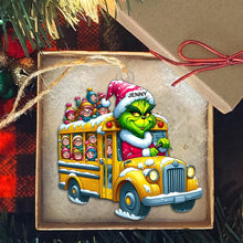 Load image into Gallery viewer, Personalized Holiday Bus Driver Ornament with Green Monster Ornament PopCulturePrints
