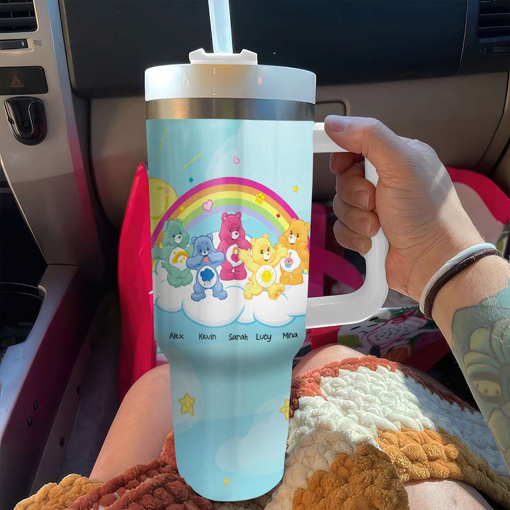 Personalized Cartoon Rainbow Bears Tumbler for Moms Tumbler Cup PopCulturePrints