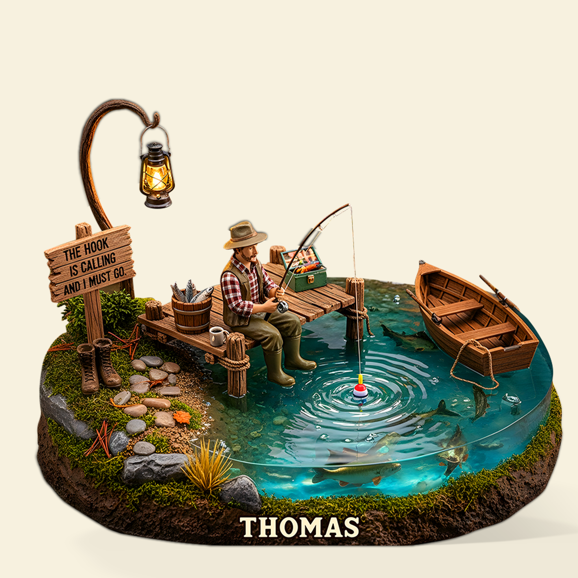The Hook Is Calling - Personalized Fishing Man Acrylic Plaque Shaped Plaques PopCulturePrints
