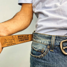 Load image into Gallery viewer, Personalized Leather Belt for Couples - Buckle Up for a Wild Night Belts PopCulturePrints

