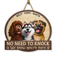 Load image into Gallery viewer, &quot;No Need To Knock&quot; - Personalized Custom Shaped Wood Sign for Pet Lovers Wood Shaped Sign PopCulturePrints

