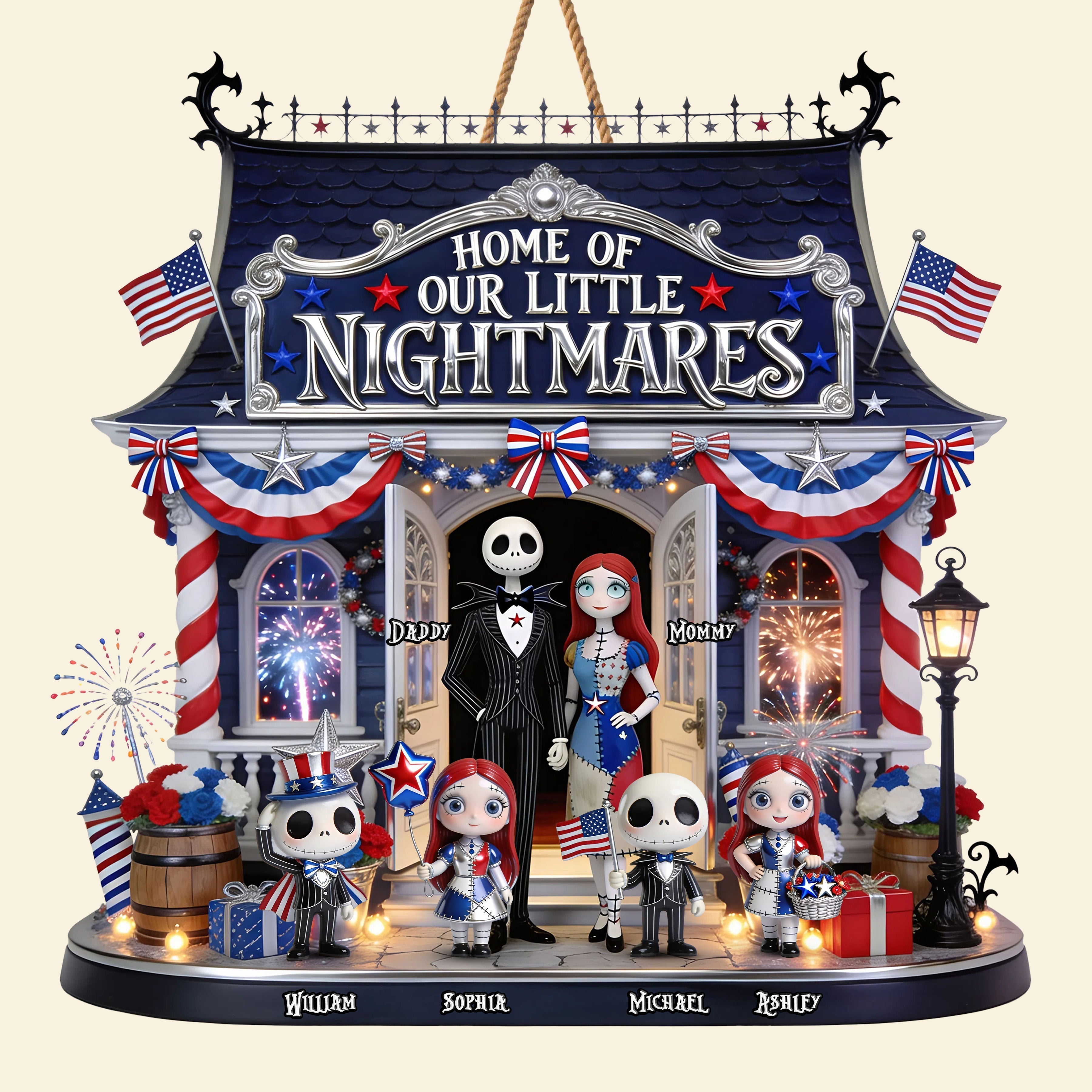 Home of Our Little Nightmares - Spooky Family Wood Sign - Personalized Gifts for Family Wood Sign PopCulturePrints