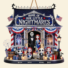 Load image into Gallery viewer, Home of Our Little Nightmares - Spooky Family Wood Sign - Personalized Gifts for Family Wood Sign PopCulturePrints
