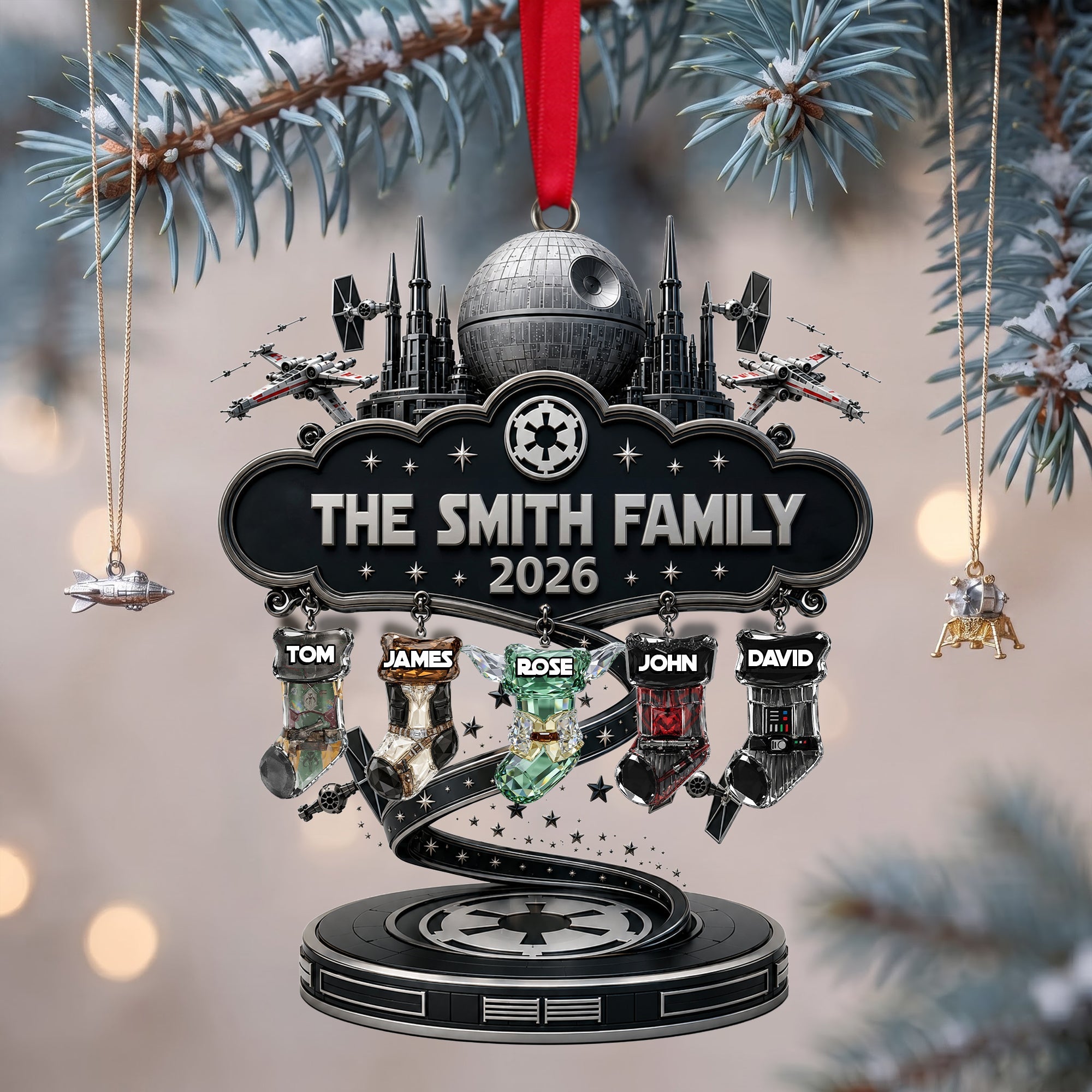 “Celebrate the Season with Personalized Joy” - Warriors Merry Christmas Stockings Acrylic Ornament - Custom Christmas Gift for Family and Friends