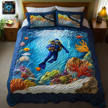 Load image into Gallery viewer, &quot;Dive into Adventure!&quot; - Blue Ocean Quilt Bed Set - Personalized Gifts for Scuba Diving Lovers Bedding Set PopCulturePrints
