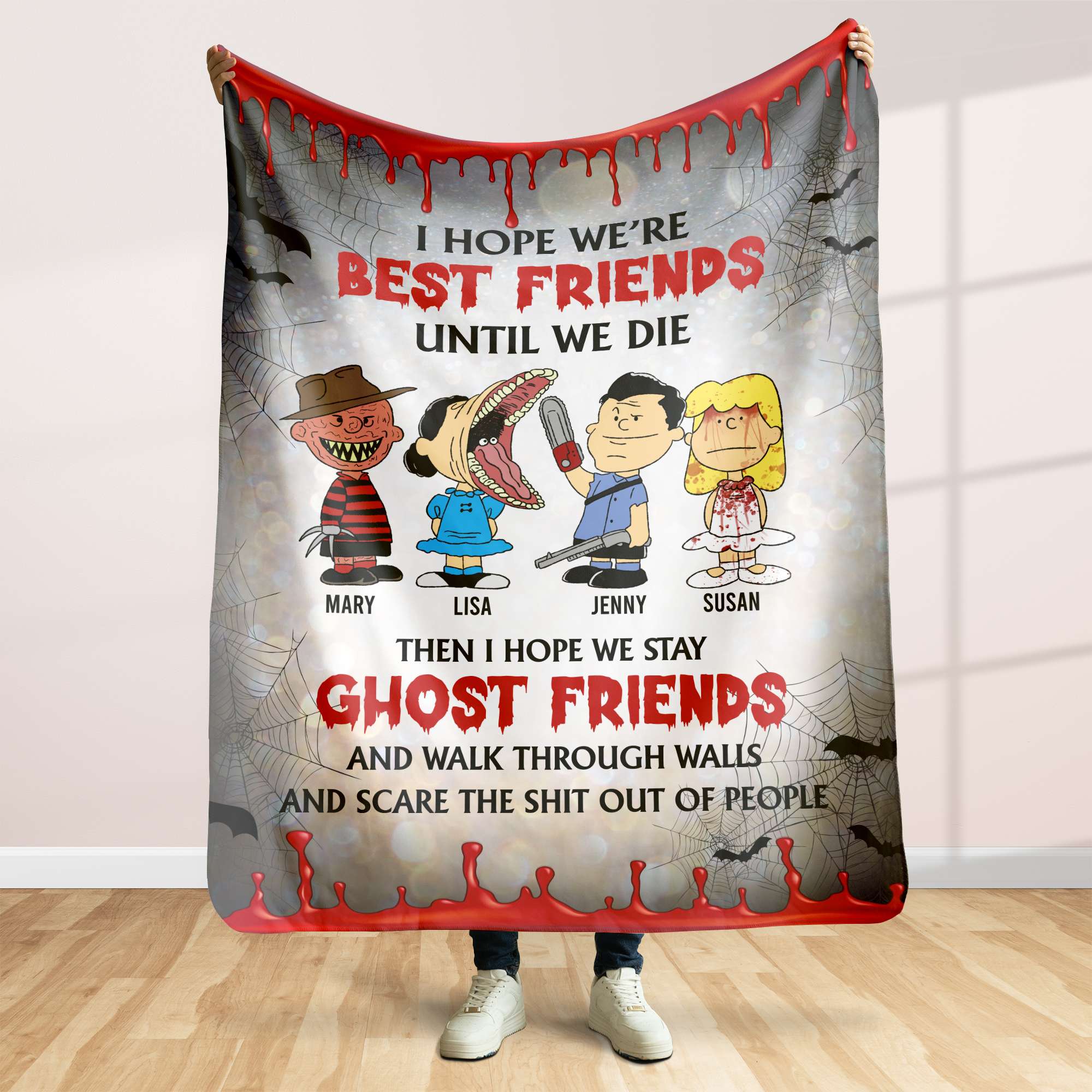 Personalized Halloween Best Friends Ghost Blanket - Custom Names