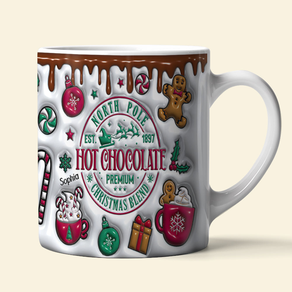 Personalized Cartoon Lovers Christmas Hot Chocolate Mug