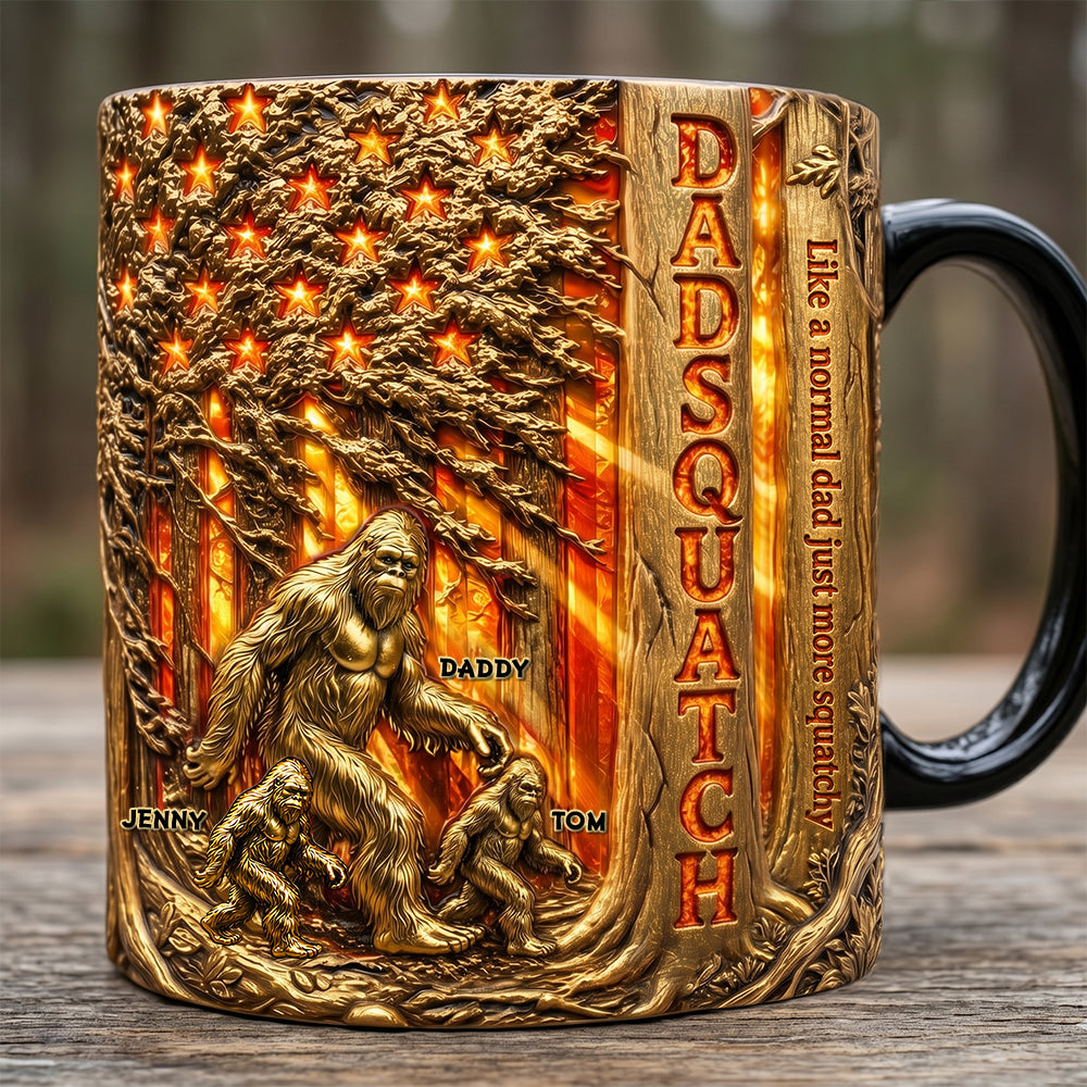 "Like a normal dad, just more squatchy" - Proud American Sasquatch Dad Magic Mug - Personalized Gifts for Dads & Grandpas Coffee Mug PopCulturePrints