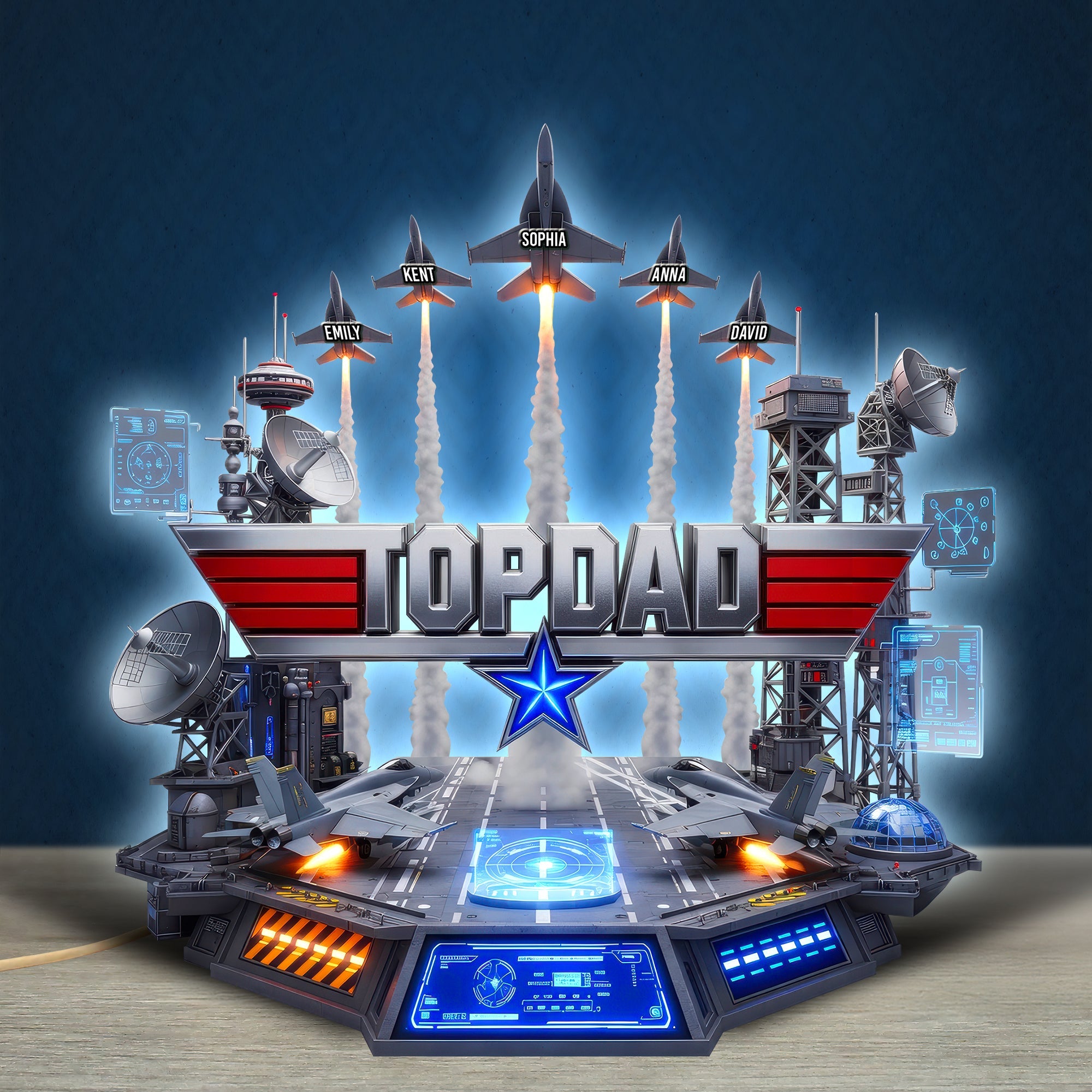 "Top Dad: The Ultimate Sky Commander" - Personalized Light Box for Dads, Grandpas & More Light Box PopCulturePrints