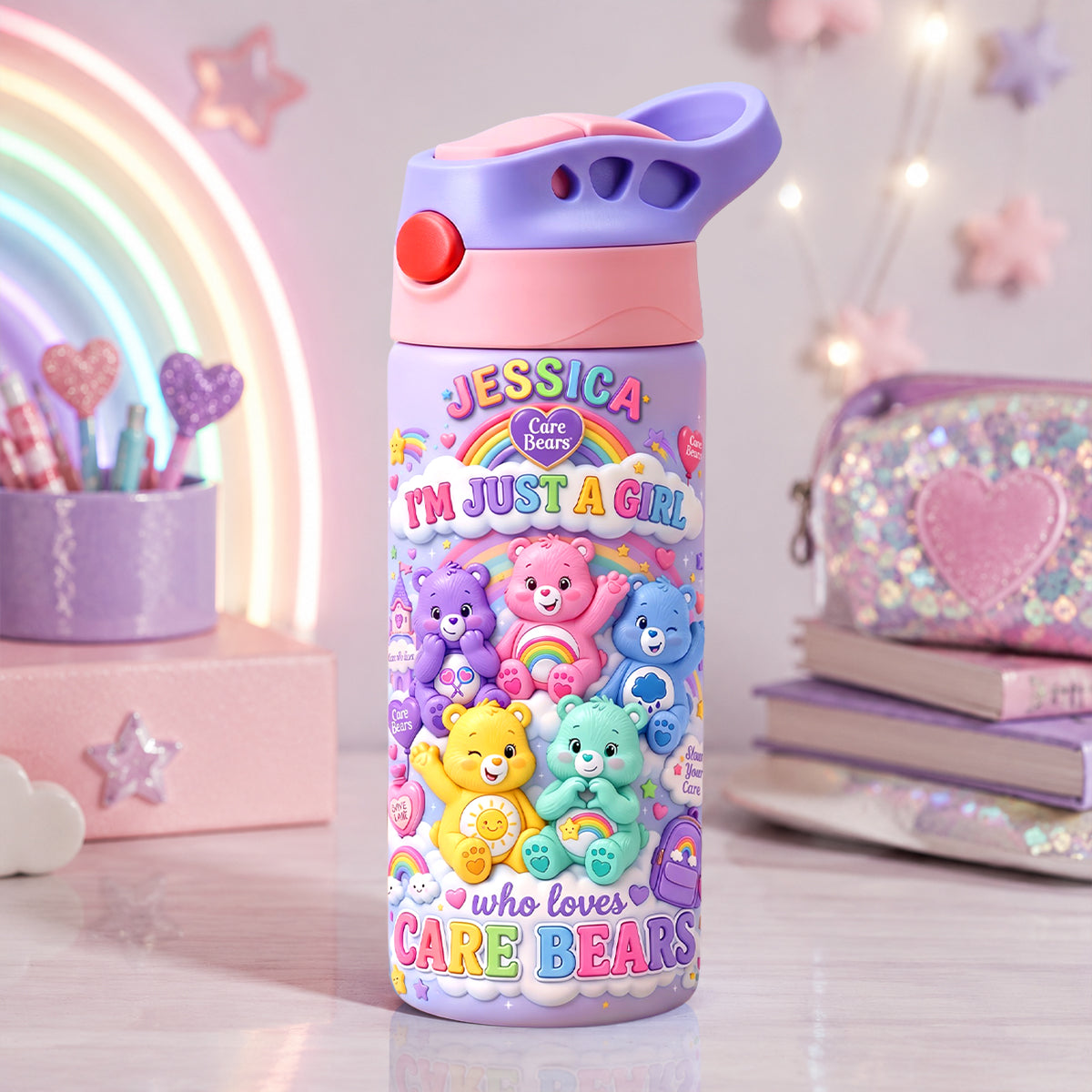 Be Motivated with Care Bears - Adorable Customized Kid Tumbler Tumbler Cup PopCulturePrints