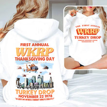 Load image into Gallery viewer, WKRP Turkey Drop Thanksgiving Shirt - Retro Fan Gift
