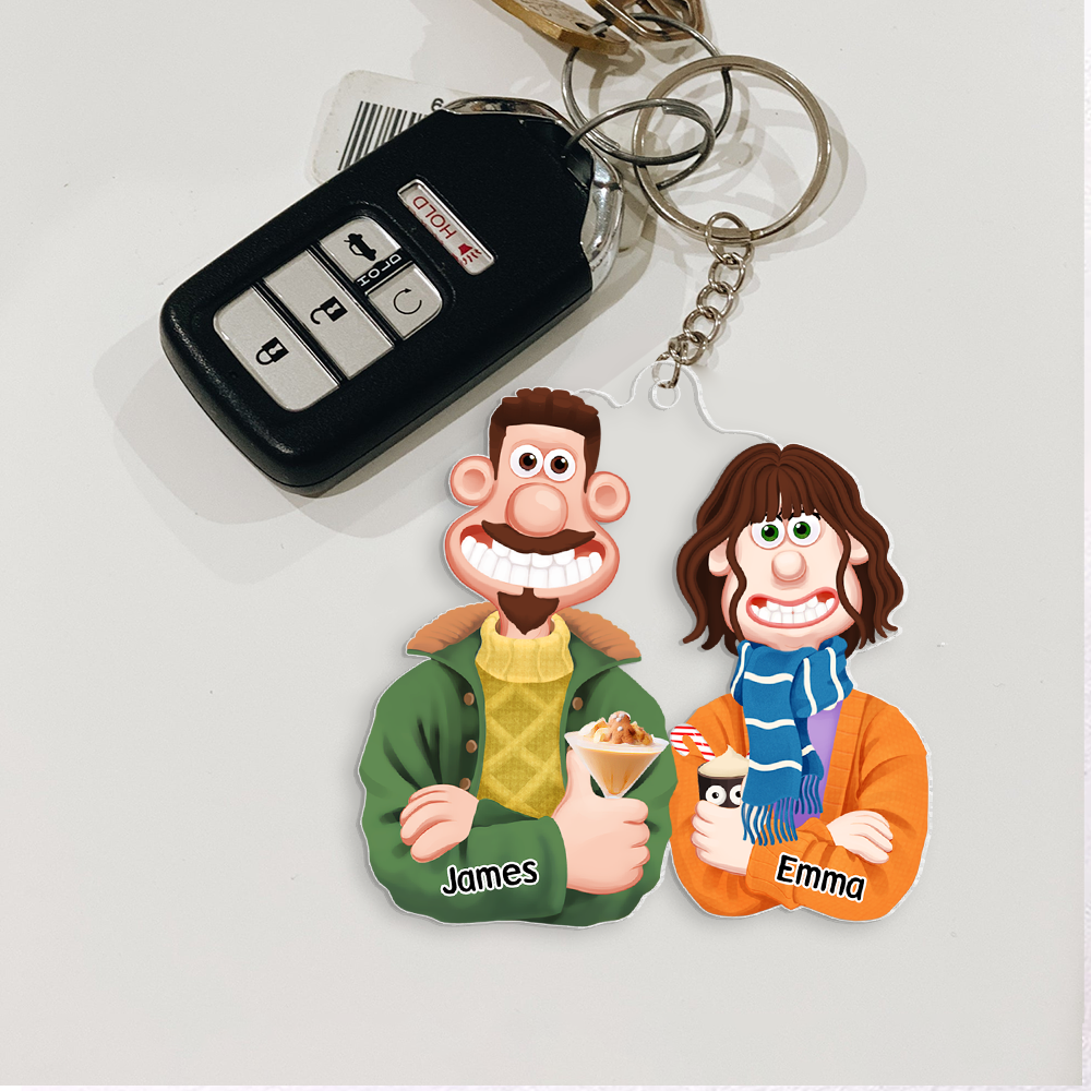 Custom Cartoon Couple Keychain - Personalized Gift