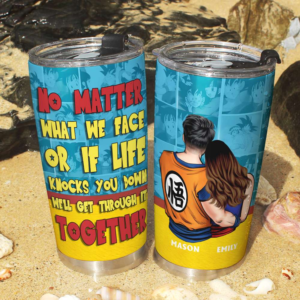 Customizable Couple Tumbler - No Matter What We Face Tumbler Cup PopCulturePrints
