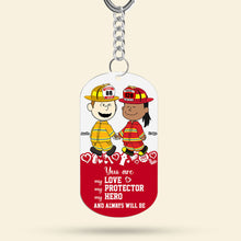 Load image into Gallery viewer, Personalized Firefighter Couple Keychain - Unique Valentine&#39;s Day Gifts for Heroes &amp; Loved Ones Keychains PopCulturePrints
