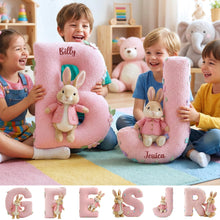 Load image into Gallery viewer, Bring Joy with Our Cute Bunny Alphabet Pillow - Personalized Gifts for Kids Pillow PopCulturePrints
