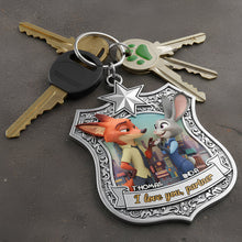 Load image into Gallery viewer, I Love You Partner Keychain - A Personalized Gift for Couples Who Cherish Love Keychains PopCulturePrints
