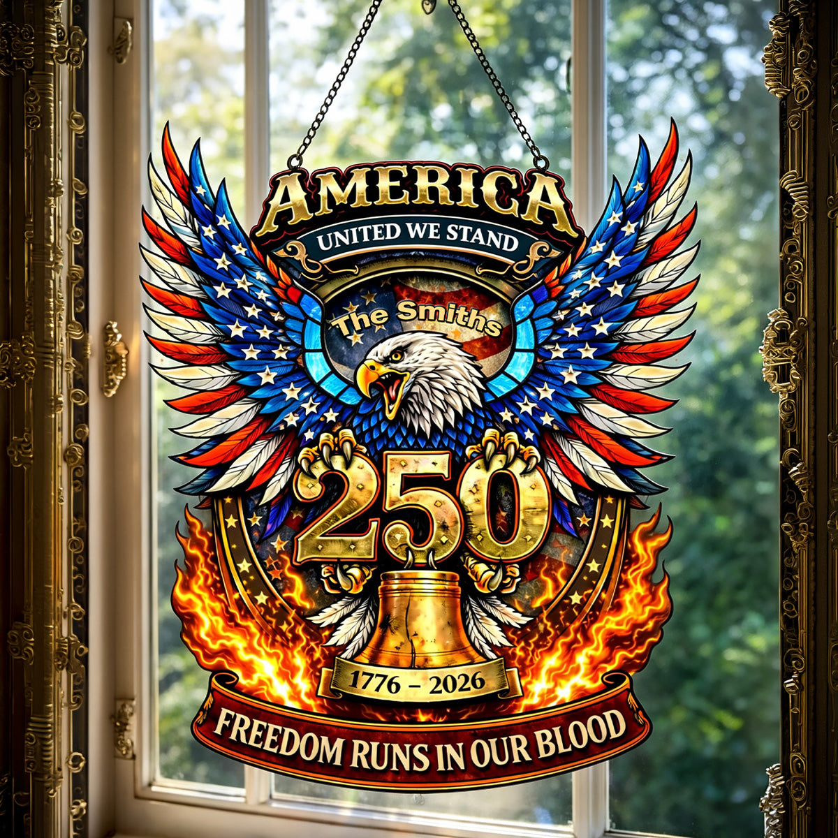 Celebrate 250 Years of Freedom - Personalized Patriotic Suncatcher Ornament Ornament PopCulturePrints