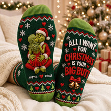 Load image into Gallery viewer, Christmas Wishes &amp; Fun - Personalized Furry Naughty Couples Socks
