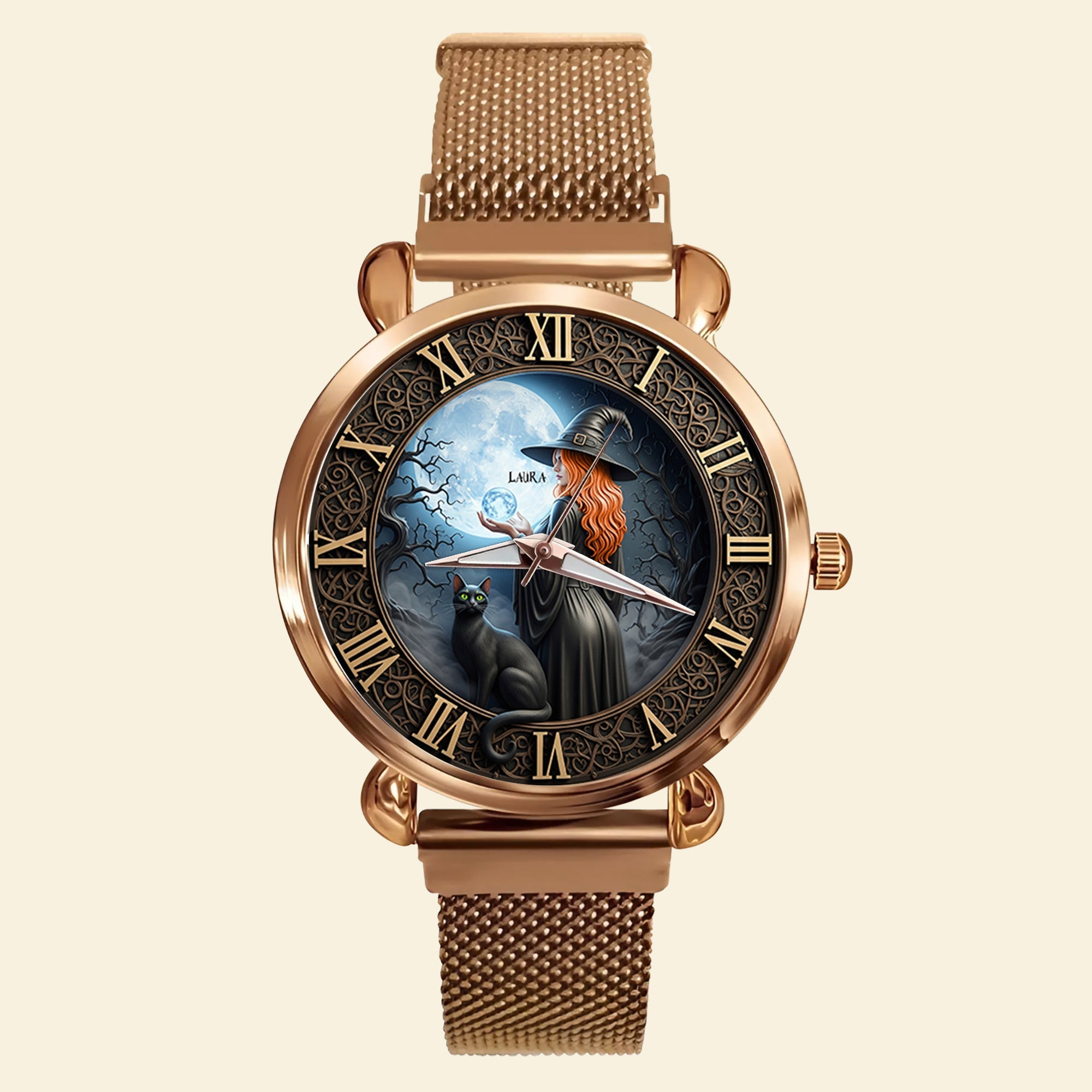 Enchanting Witch Mesh Strap Quartz Watch - Customizable Gifts for Witch Fans Quartz Watch PopCulturePrints