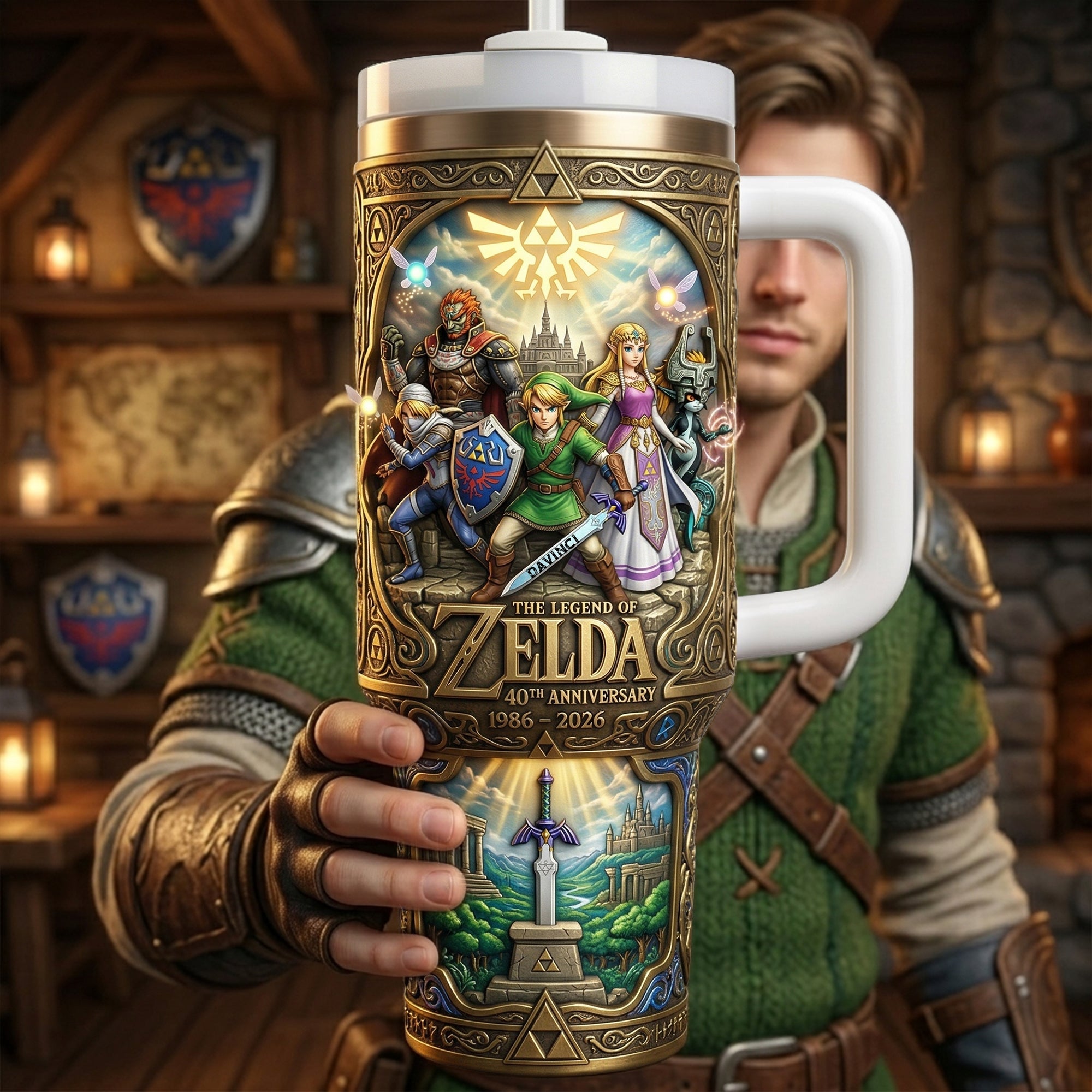 "Celebrate the Journey: Legendary Adventure 40th Anniversary Tumbler With Handle - Personalized Gift for Gamers & Fans" Tumbler Cup PopCulturePrints