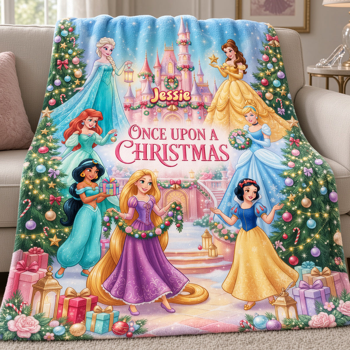 “Once Upon A Christmas” - Personalized Blanket for Fantasy Lovers - Perfect Gift for Kids and Fans of Magical Stories Blanket PopCulturePrints