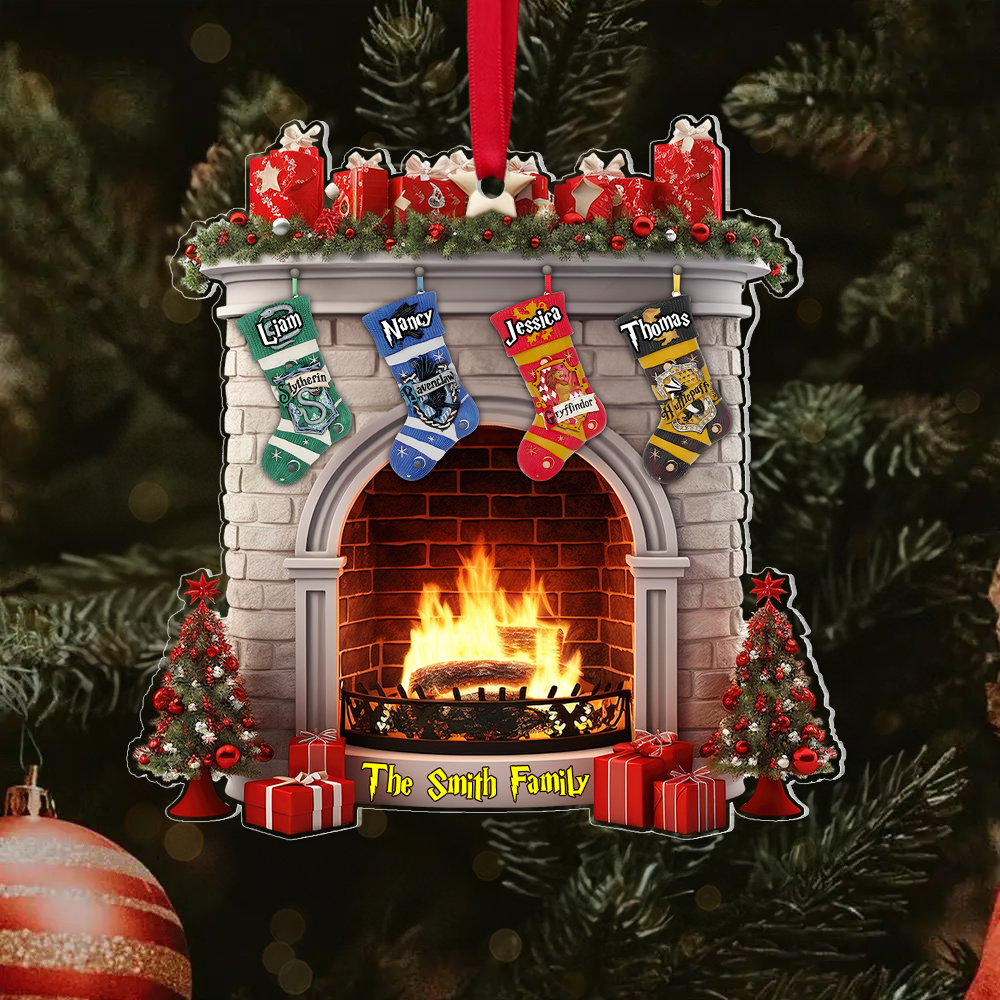 Custom Family Name Wizard Stocking Fireplace Ornament