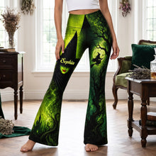 Load image into Gallery viewer, “Embrace the Enchantment!” Personalized Enchanted Witch Flare Leggings - Custom Gift for Halloween Enthusiasts
