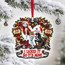 Load image into Gallery viewer, I Licked It So It's Mine - Spooky Couple Personalized Christmas Ornament Ornament PopCulturePrints

