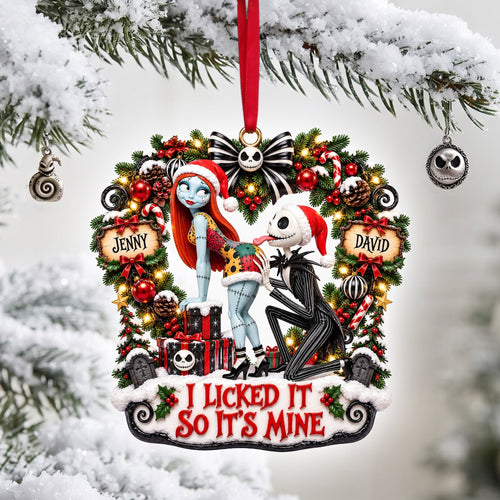 I Licked It So It's Mine - Spooky Couple Personalized Christmas Ornament Ornament PopCulturePrints