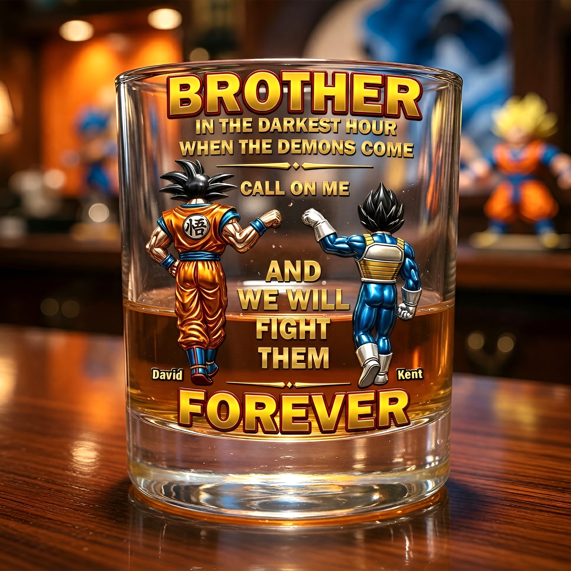 Brotherhood in the Darkest Hour - Unique Round Glass, Personalized Gift for Brothers and Best Friends