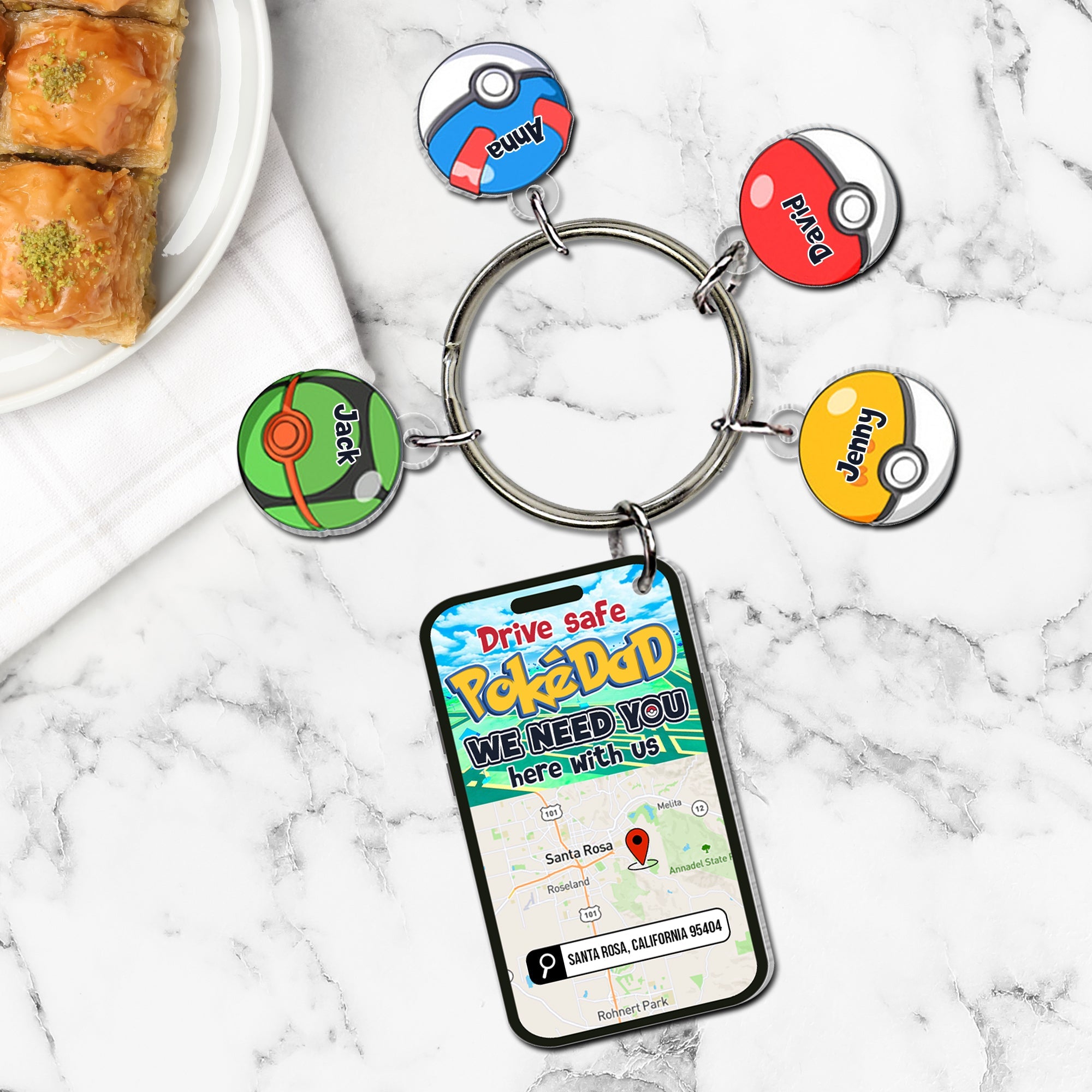 Personalized PokeDad Keychain - Custom Gifts for Dad Keychains PopCulturePrints