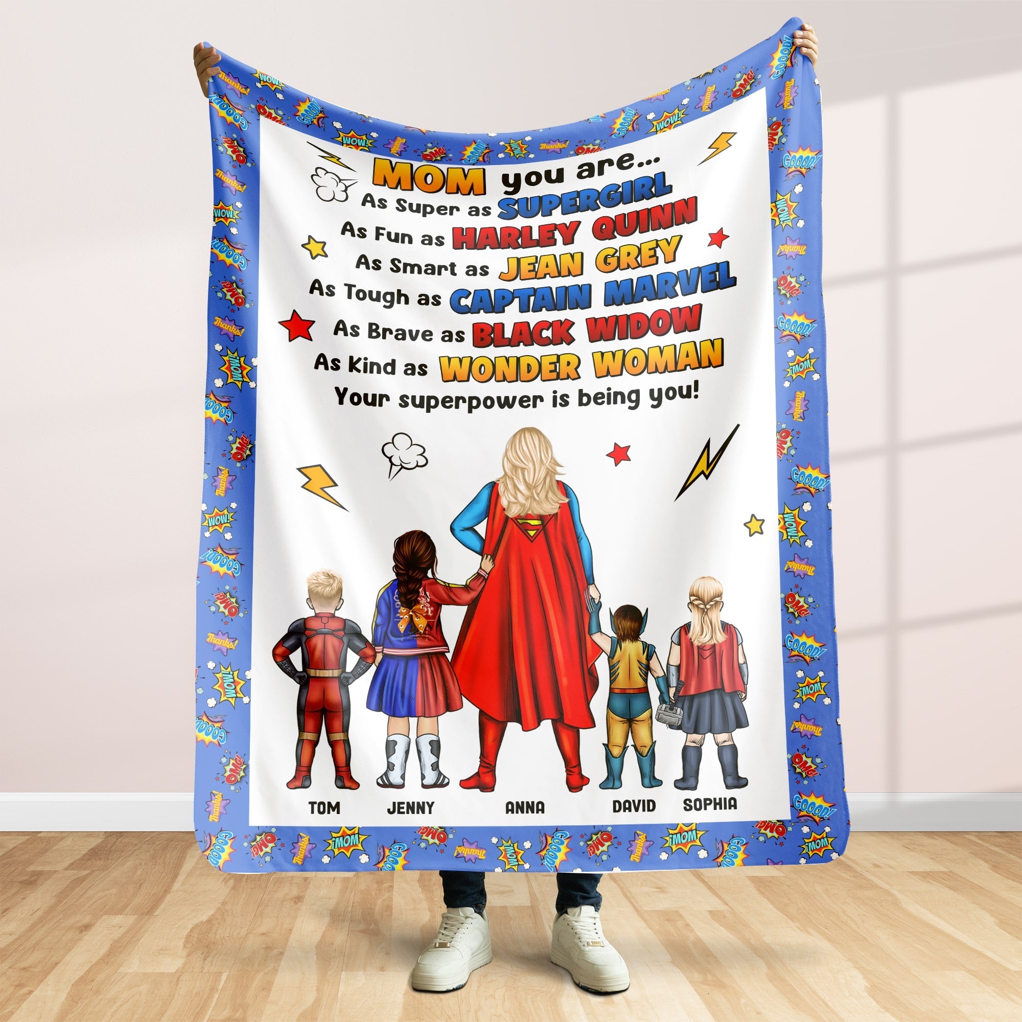 Supermom Personalized Blanket - Custom Mother's Day Gift Blanket PopCulturePrints