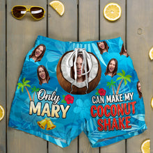 Load image into Gallery viewer, Only Mary Can Make My Coconut Shake - Funny Men's Beach Shorts - Custom Photo Gift for Him Shorts and Pants PopCulturePrints
