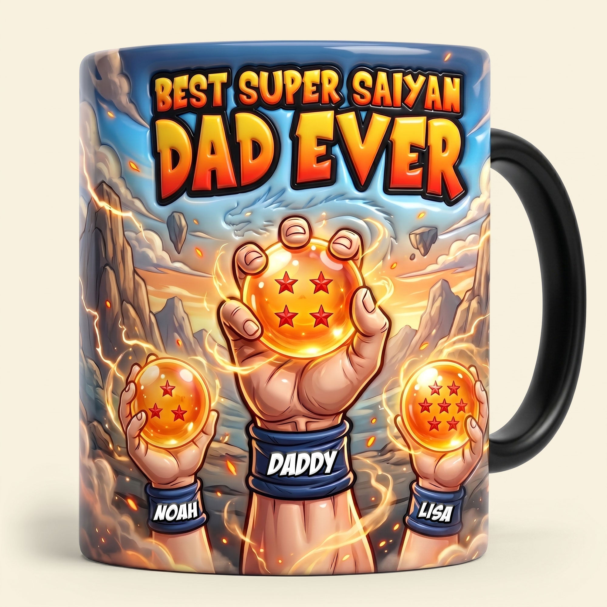 "Best Super Saiyan Dad Ever" - Personalized Coffee Mug for Dads, Grandpas, and Gift for All Fathers Coffee Mug PopCulturePrints