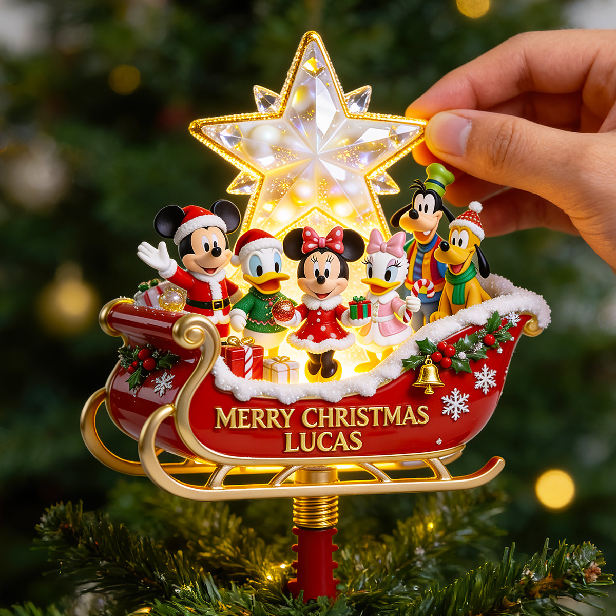 Celebrate the Season with 'Merry Christmas' - Personalized Tree Topper for Families