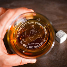 Load image into Gallery viewer, Personalized Couple Whiskey Glass - Love and Strength Whiskey Glass PopCulturePrints
