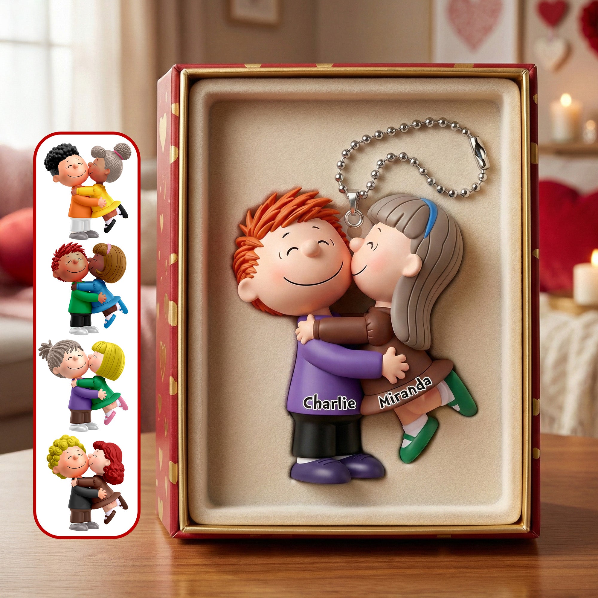 Love in Every Detail - Cute Kissing Couple Acrylic Keychain - Personalized Gifts for Couples Keychains PopCulturePrints