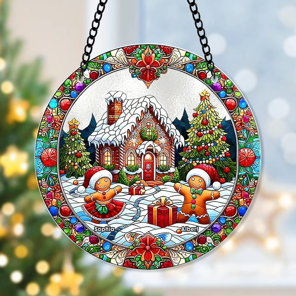 Personalized Christmas Gingerbread Man Suncatcher Ornament