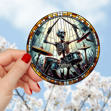 Load image into Gallery viewer, Personalized Suncatcher Ornament for Drum Lovers - Skeleton Drummer Design
