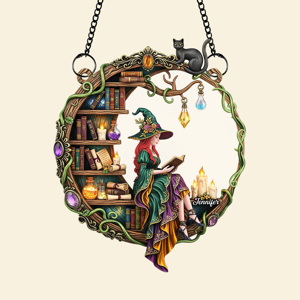Enchanting Witch Suncatcher Ornament – A Personalized Gift for Book Lovers Ornament PopCulturePrints